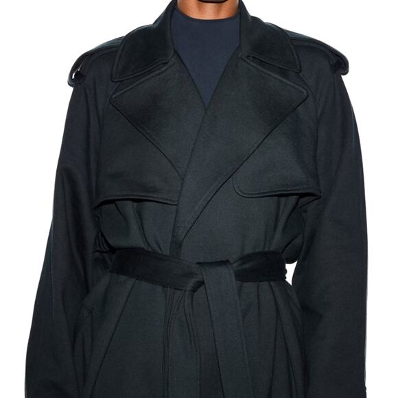 NWT SKIMS Boyfriend Fleece Oversized Trench Coat – Onyx – Size S – Retail $298 - Picture 7 of 8